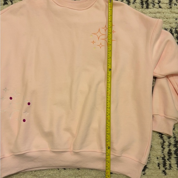 Pink Graphic Sweatshirt with Multicolor Stitching Detail - Picture 7 of 11